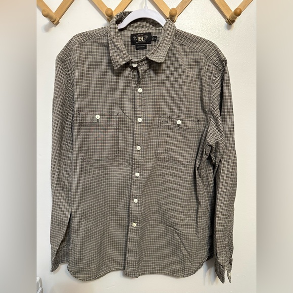 Ralph Lauren Double R Men’s Size XL Full Button Long Sleeve Plaid Shirt VTG - Picture 1 of 3